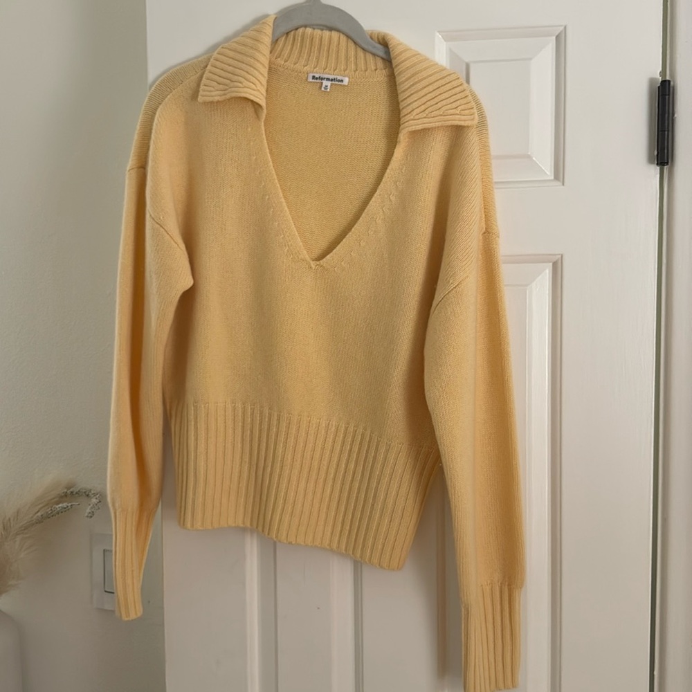 Reformation cashmere butter yellow sweater